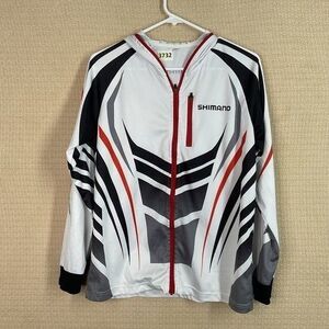 Shimano Long Sleeve Full Zip Hooded Performance Cycling Riding Shirt Men Size M
